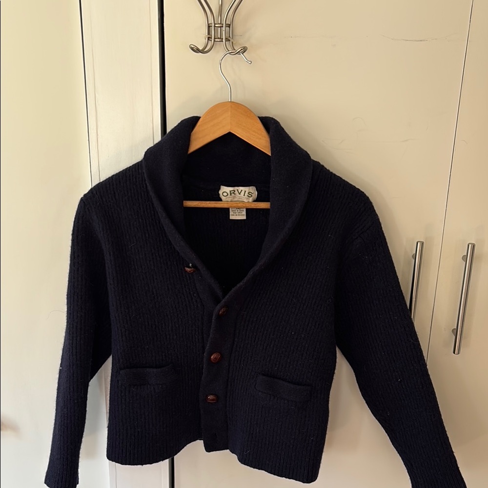 Orvis Navy Blue Cardigan Sweater